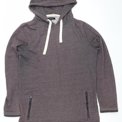 Villain Men's Brown Pullover Hoodie Size M Zip Pocket Casual Top