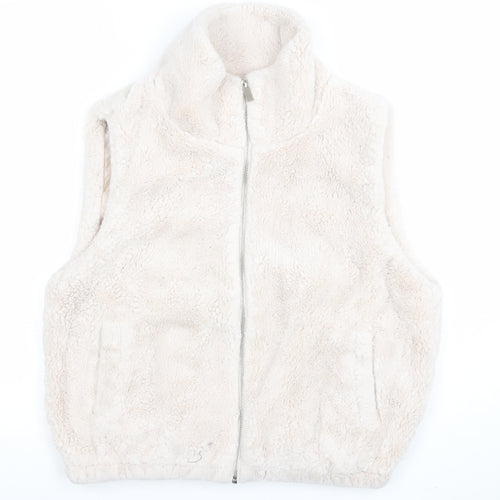Sloosh Premium Women Beige Fleece Zip Waistcoat Size L