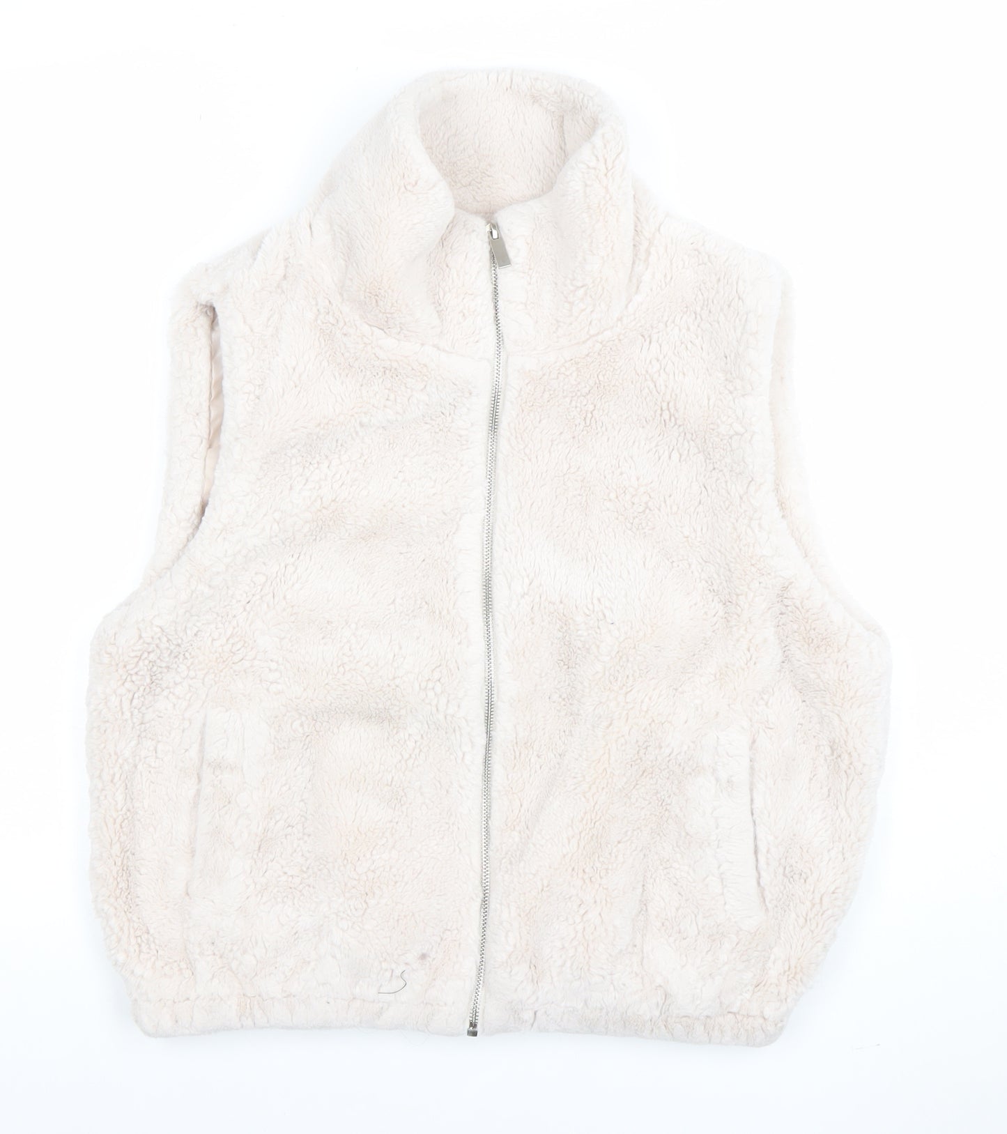 Sloosh Premium Women Beige Fleece Zip Waistcoat Size L