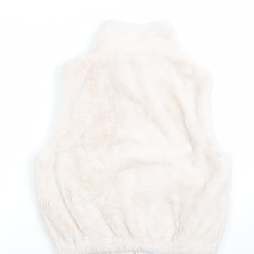 Sloosh Premium Women Beige Fleece Zip Waistcoat Size L