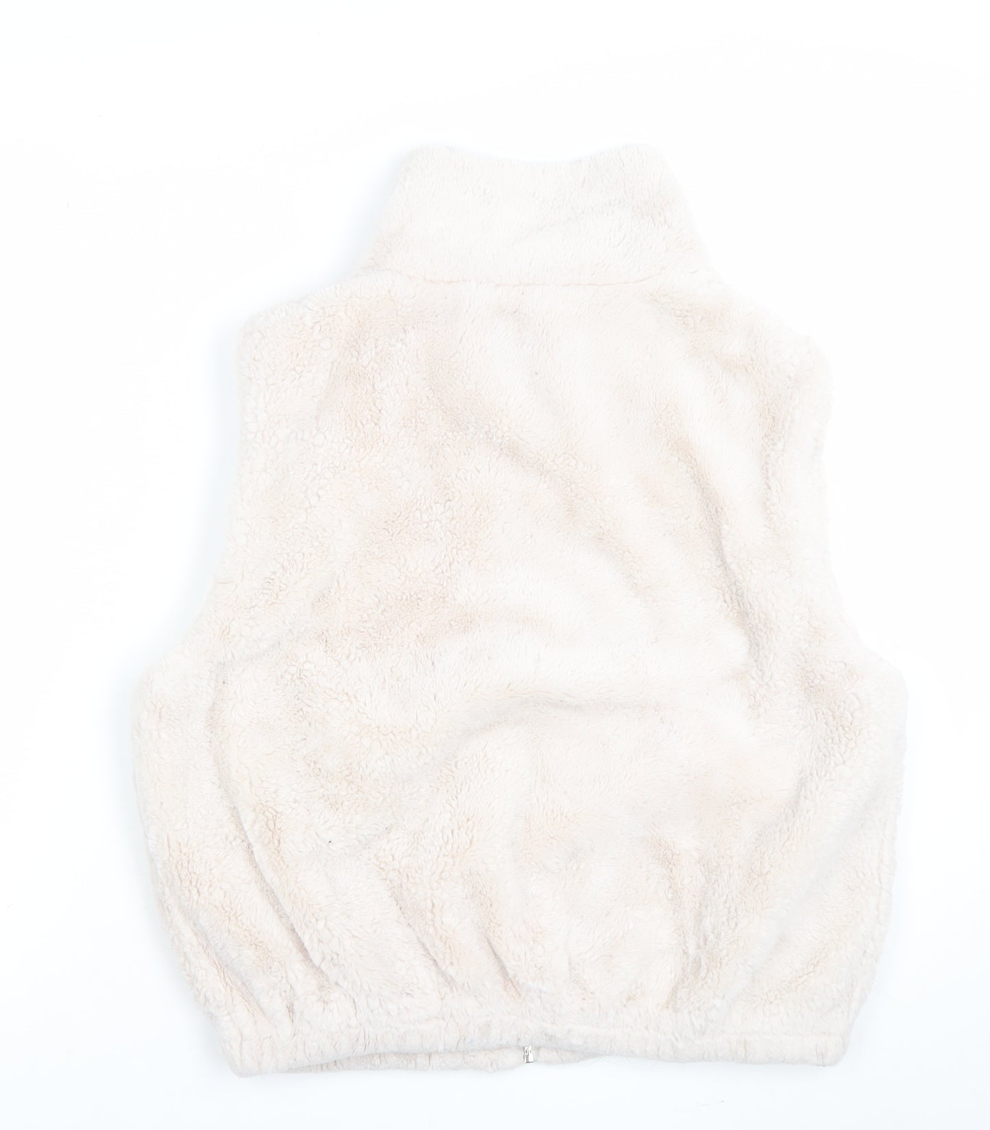 Sloosh Premium Women Beige Fleece Zip Waistcoat Size L