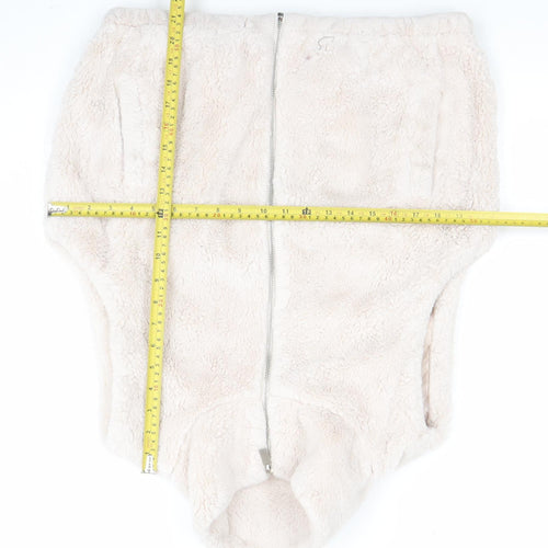 Sloosh Premium Women Beige Fleece Zip Waistcoat Size L