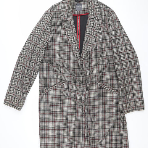 Primark Women's Multicoloured Check Blazer Size 16 Classic Mid-Length