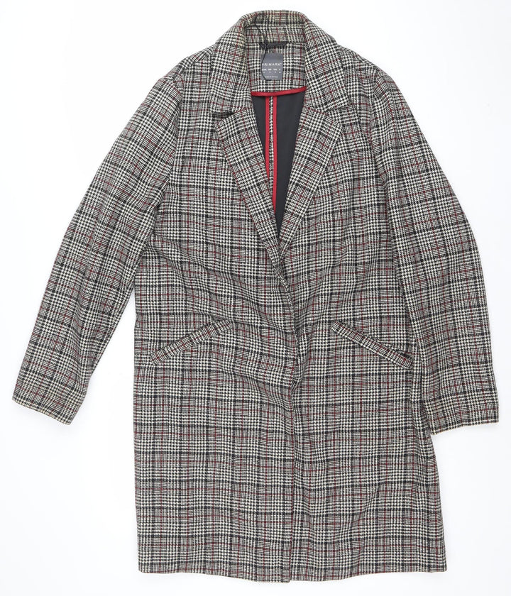 Primark Women's Multicoloured Check Blazer Size 16 Classic Mid-Length