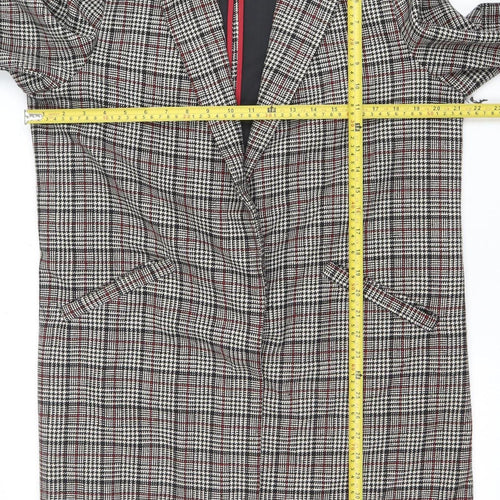 Primark Women's Multicoloured Check Blazer Size 16 Classic Mid-Length
