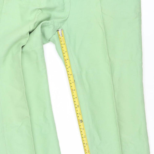 Sandro Paris Women's Green Cotton Blend Slim Trousers Size 14