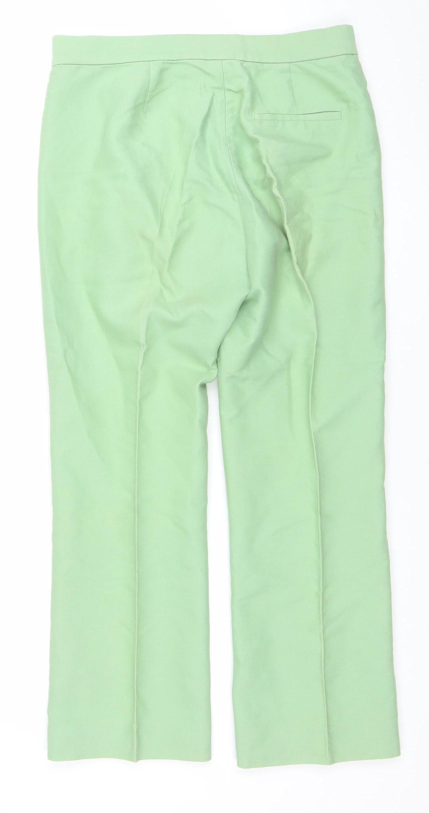 Sandro Paris Women's Green Cotton Blend Slim Trousers Size 14