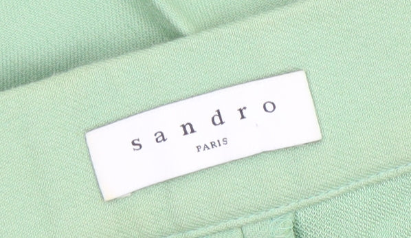 Sandro Paris Women's Green Cotton Blend Slim Trousers Size 14