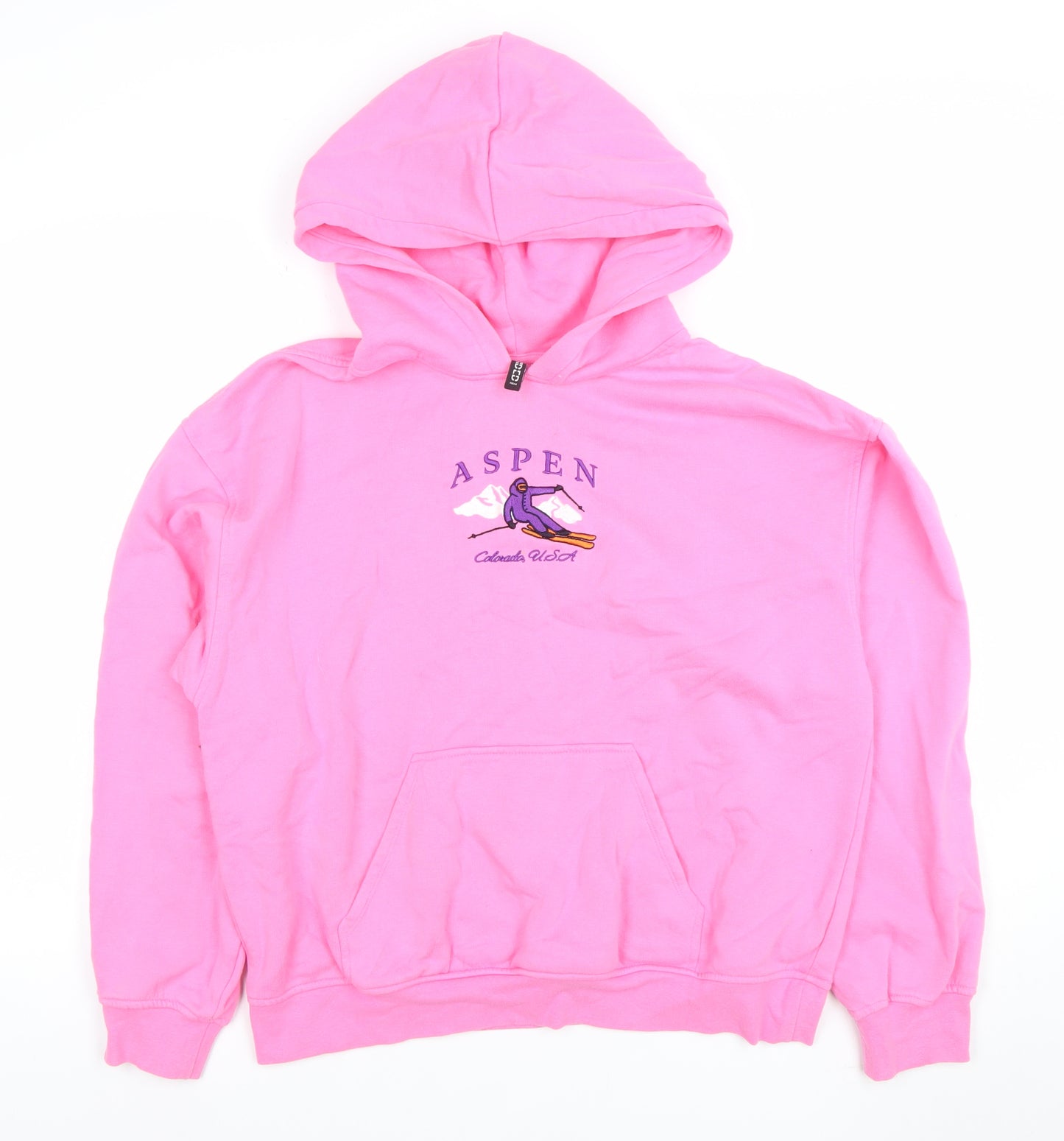 H&M Divided Women Pink Aspen Graphic Pullover Hoodie Size S