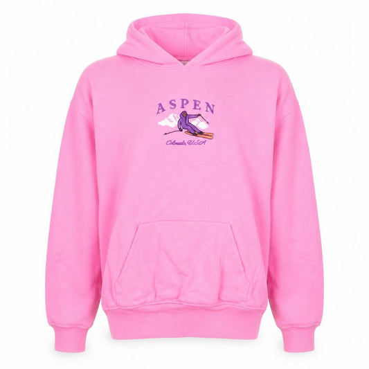 Front view of H&M Divided Women Pink Aspen Graphic Pullover Hoodie, size S