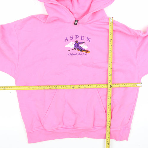 H&M Divided Women Pink Aspen Graphic Pullover Hoodie Size S