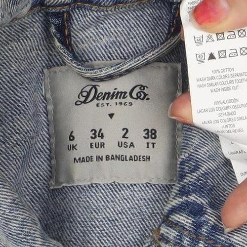 Denim Co. Womens Blue Denim Basic Jacket Size 6