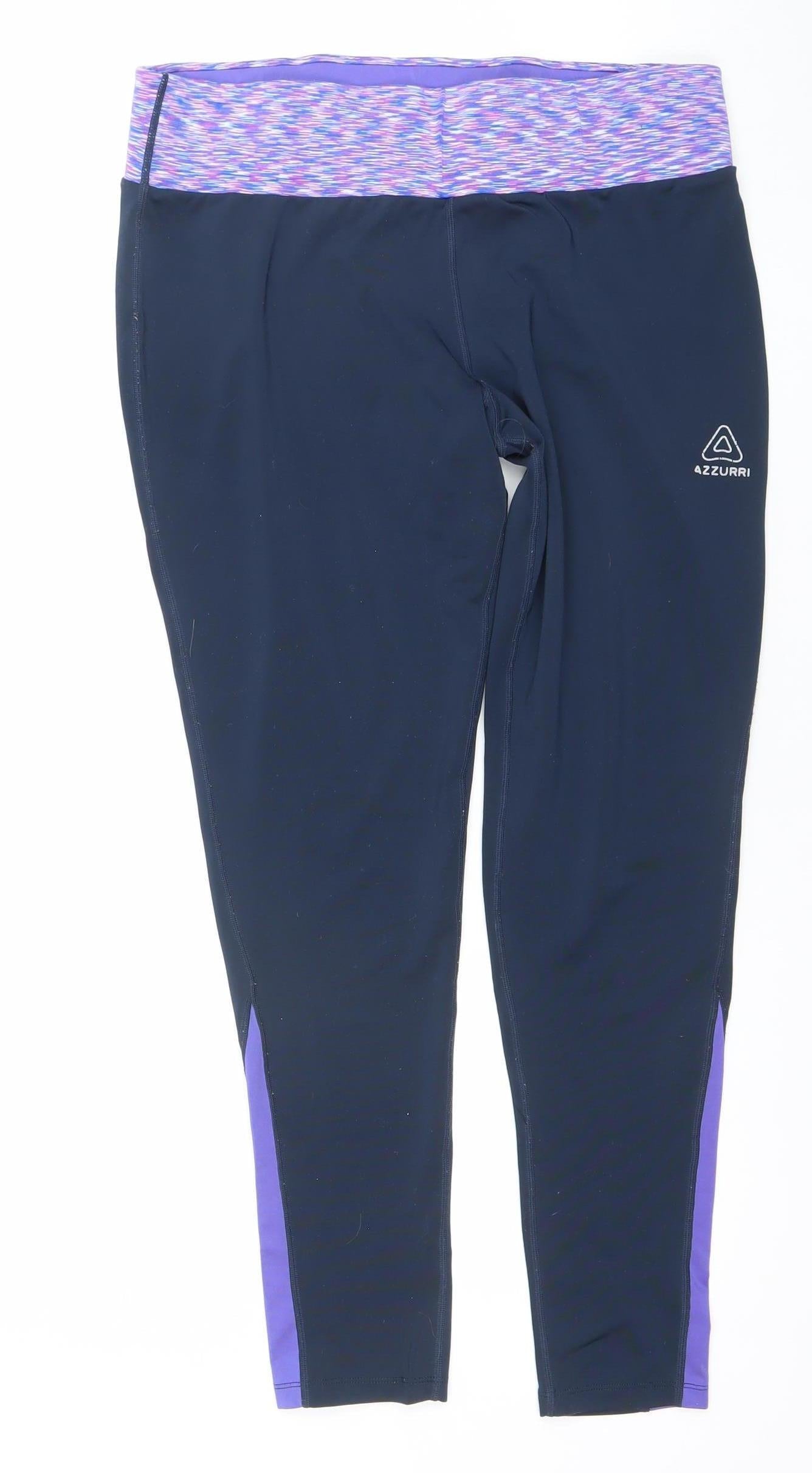 Azzurri Womens Black Purple XL Leggings Activewear Stretch Sports Trousers