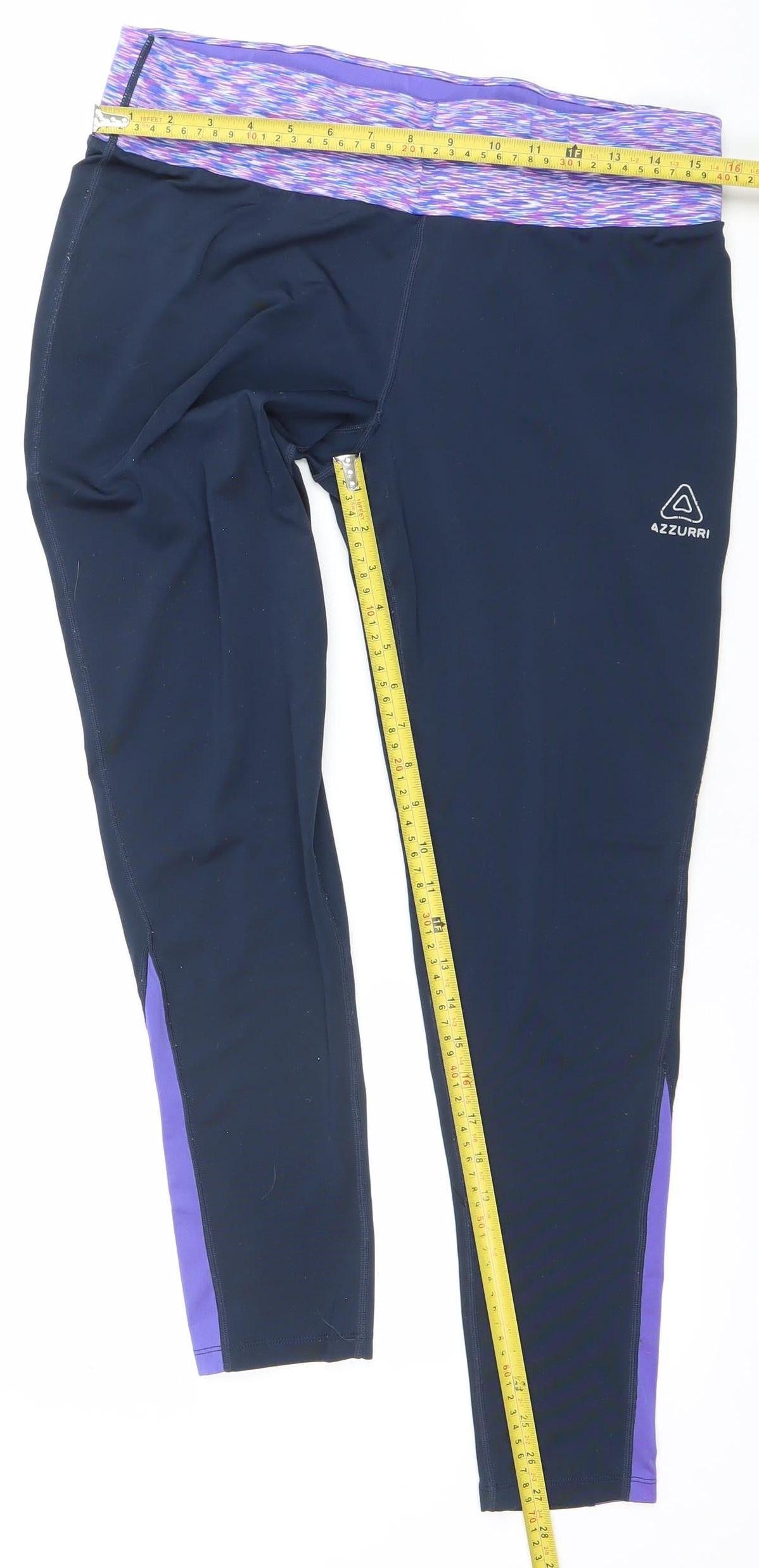 Azzurri Womens Black Purple XL Leggings Activewear Stretch Sports Trousers
