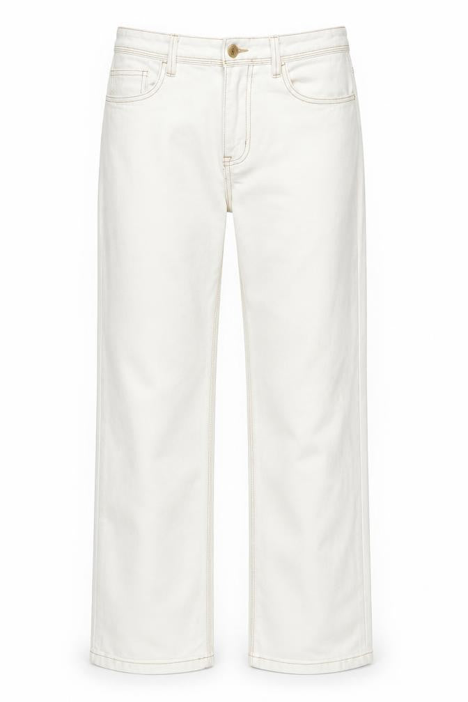 Beloved Women Ivory Straight Leg Jeans Size 10 Cotton Blend