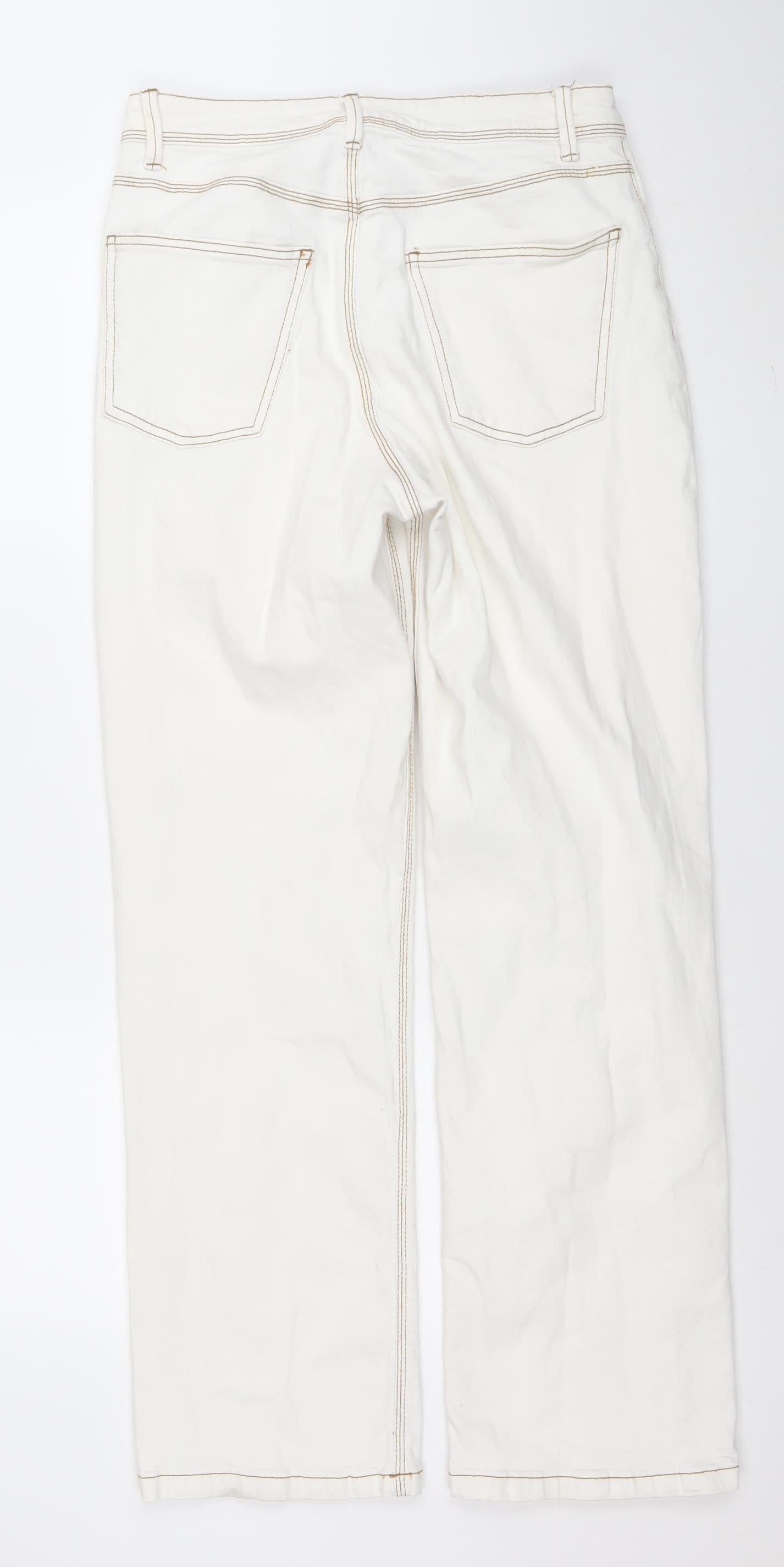 Beloved Women Ivory Straight Leg Jeans Size 10 Cotton Blend