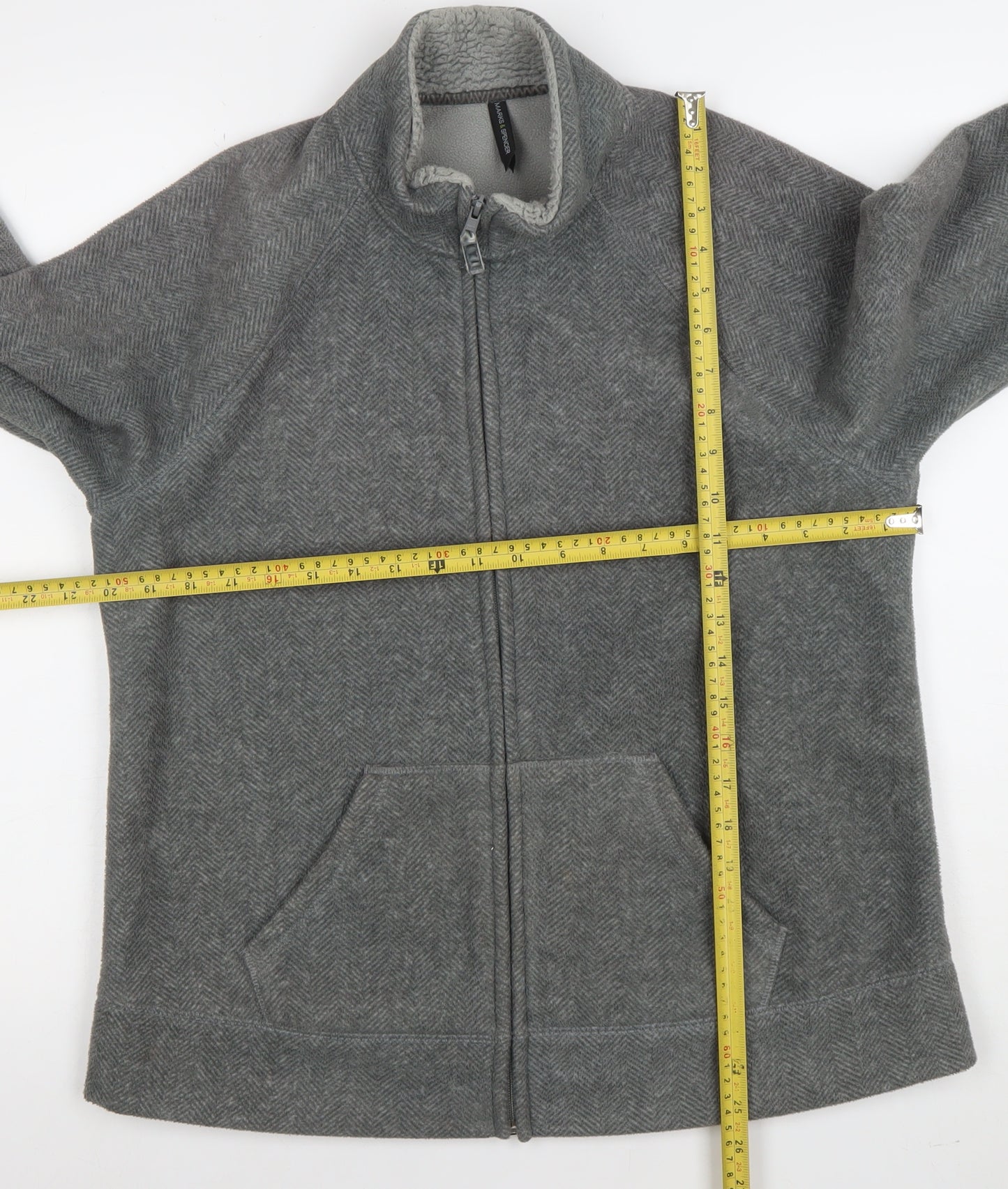 Marks and Spencer Women's Grey Fleece Full Zip Jacket UK 16