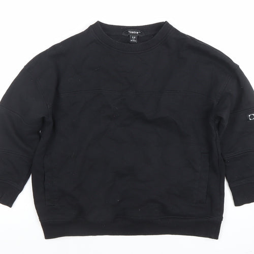 Firetrap Boys Black 8-9 Years Crew Neck Pullover Sweatshirt