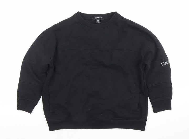 Firetrap Boys Black 8-9 Years Crew Neck Pullover Sweatshirt