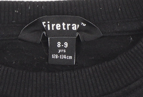 Firetrap Boys Black 8-9 Years Crew Neck Pullover Sweatshirt