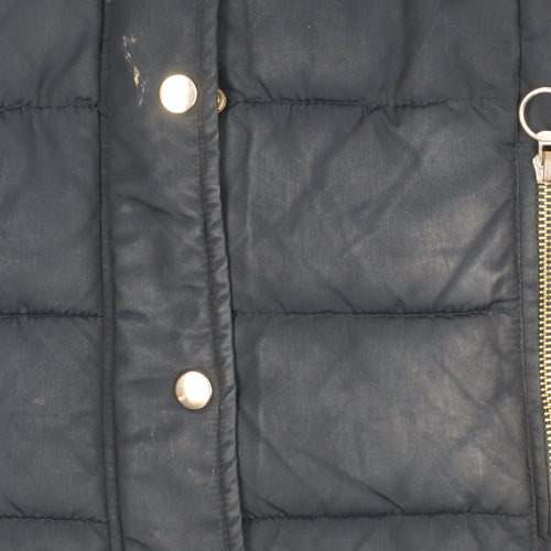 Topshop Women’s Navy Fur Hooded Puffer Jacket Size 6