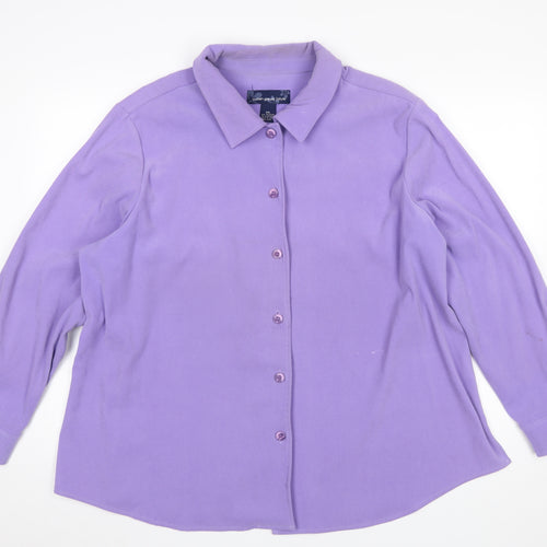 Susan Graver Women Purple Button-Up Long Sleeve Shirt 2XL