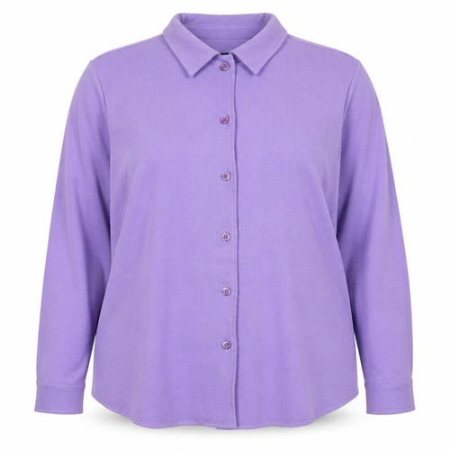 Susan Graver Women Purple Button-Up Long Sleeve Shirt 2XL