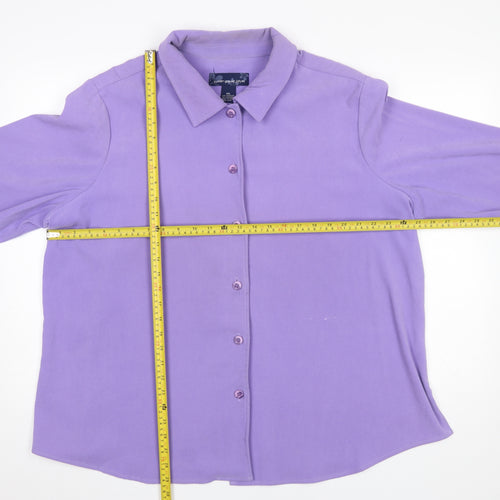 Susan Graver Women Purple Button-Up Long Sleeve Shirt 2XL
