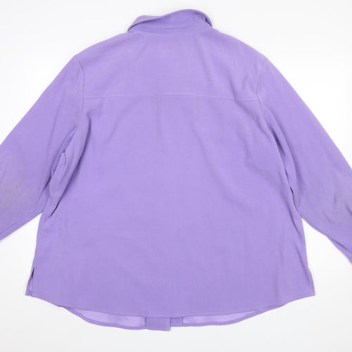 Susan Graver Women Purple Button-Up Long Sleeve Shirt 2XL