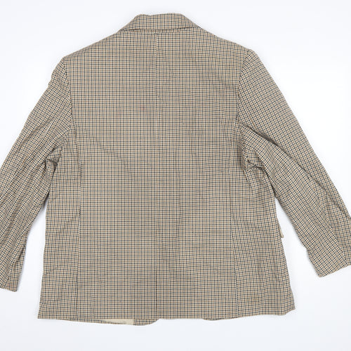 H&M Women’s Beige Checked Blazer Jacket Size L Regular Fit Single-Breasted