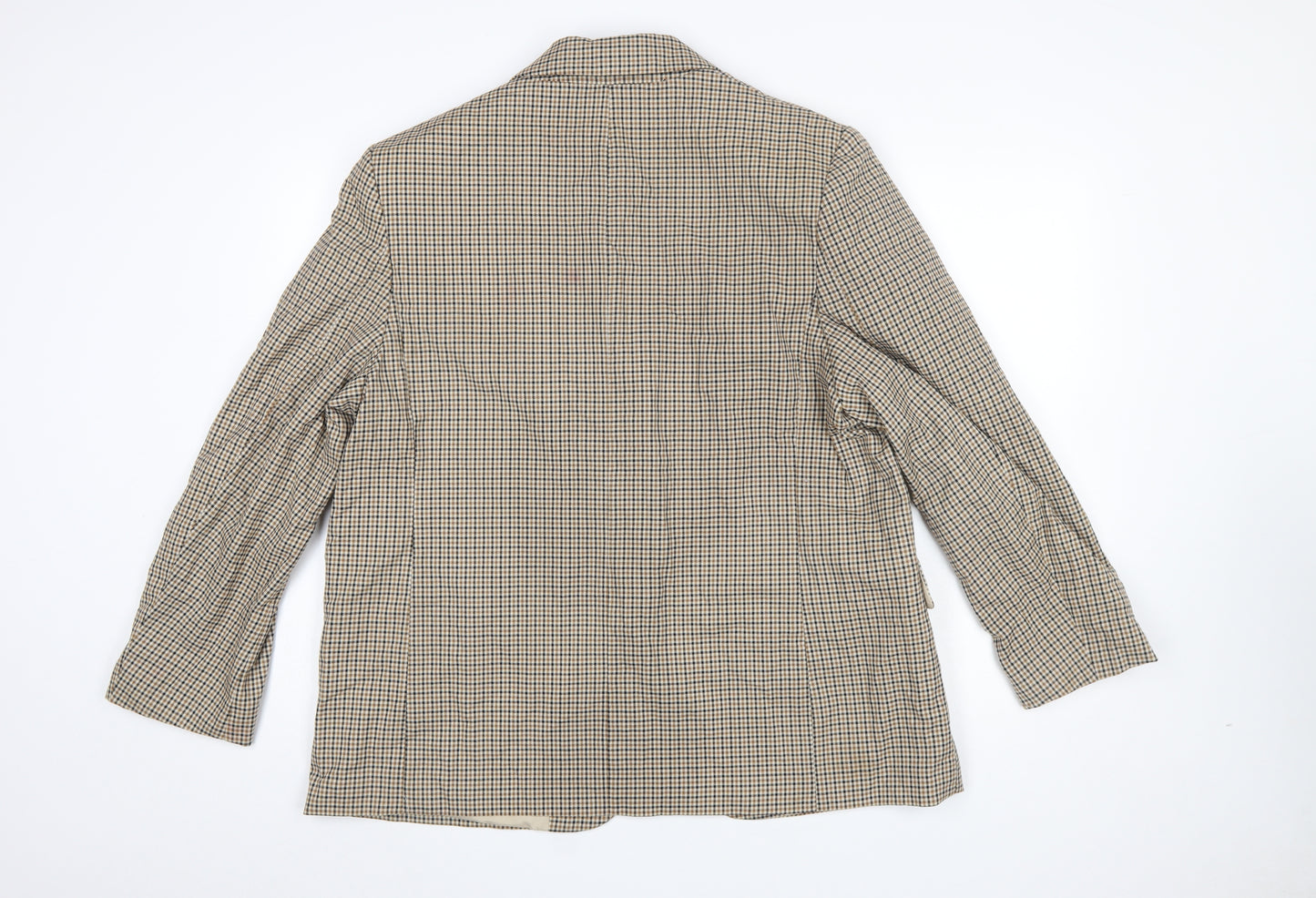 H&M Women’s Beige Checked Blazer Jacket Size L Regular Fit Single-Breasted