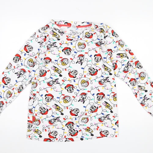 Tu Disney Womens White Christmas Nightshirt Size 10 Long Sleeve Fleece