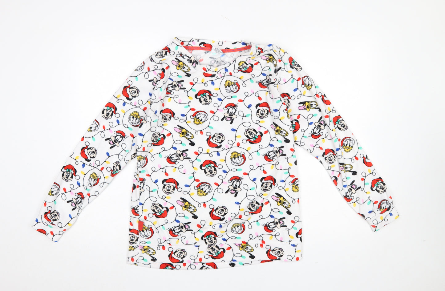 Tu Disney Womens White Christmas Nightshirt Size 10 Long Sleeve Fleece