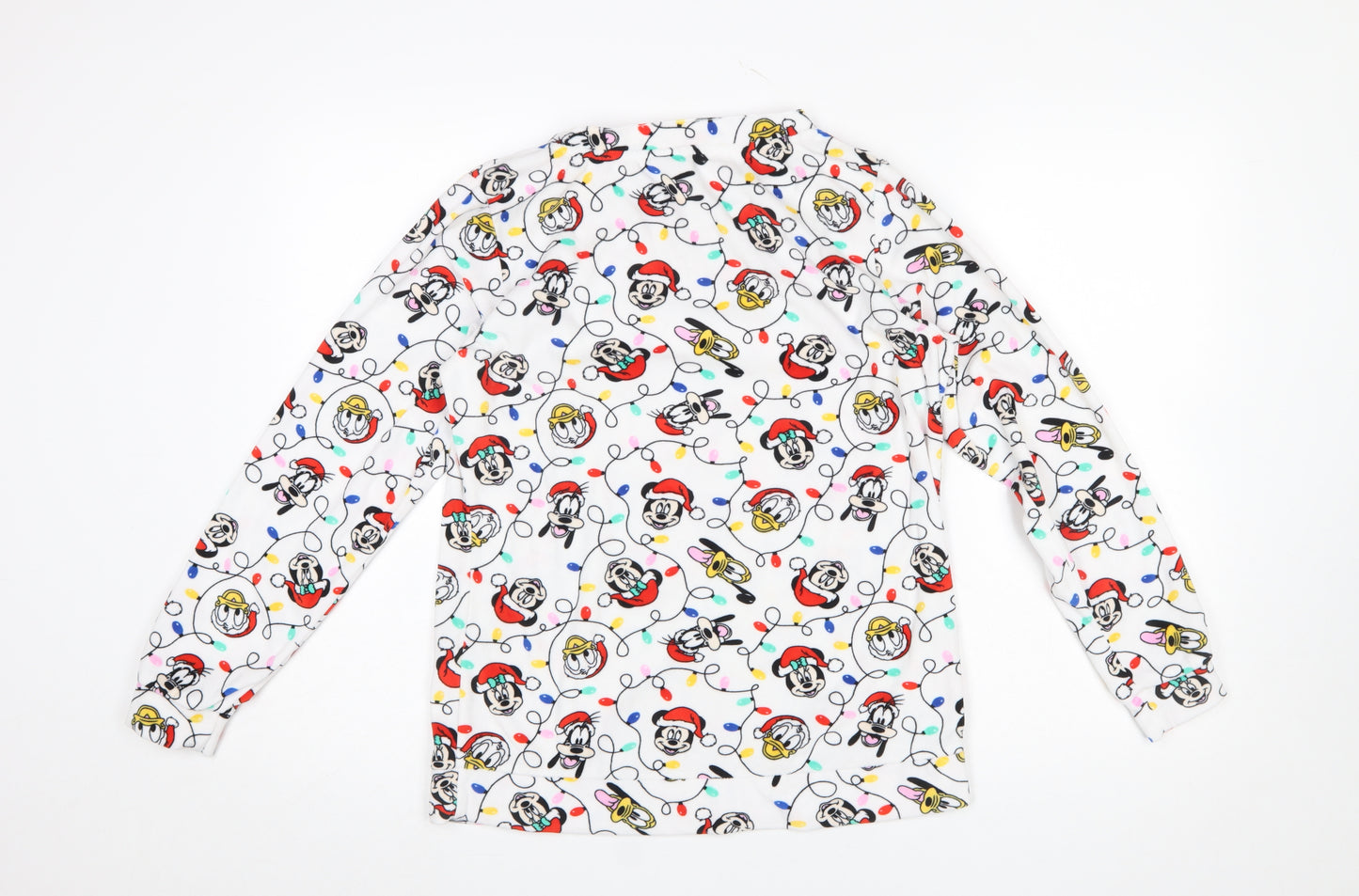 Tu Disney Womens White Christmas Nightshirt Size 10 Long Sleeve Fleece