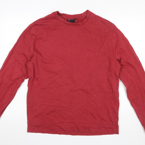 ASOS DESIGN Men Red Crew Neck Cotton Sweatshirt Size L Regular Fit
