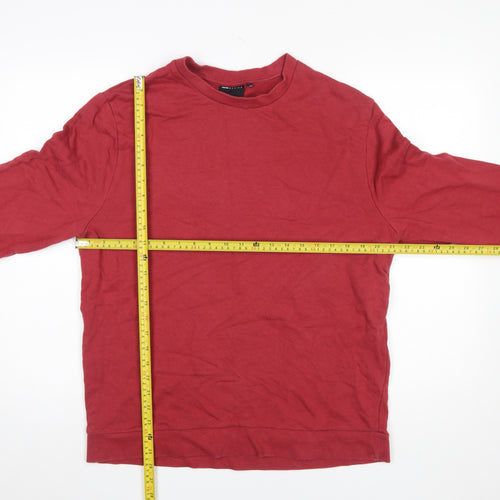 ASOS DESIGN Men Red Crew Neck Cotton Sweatshirt Size L Regular Fit