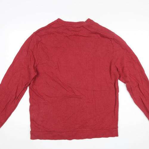 ASOS DESIGN Men Red Crew Neck Cotton Sweatshirt Size L Regular Fit
