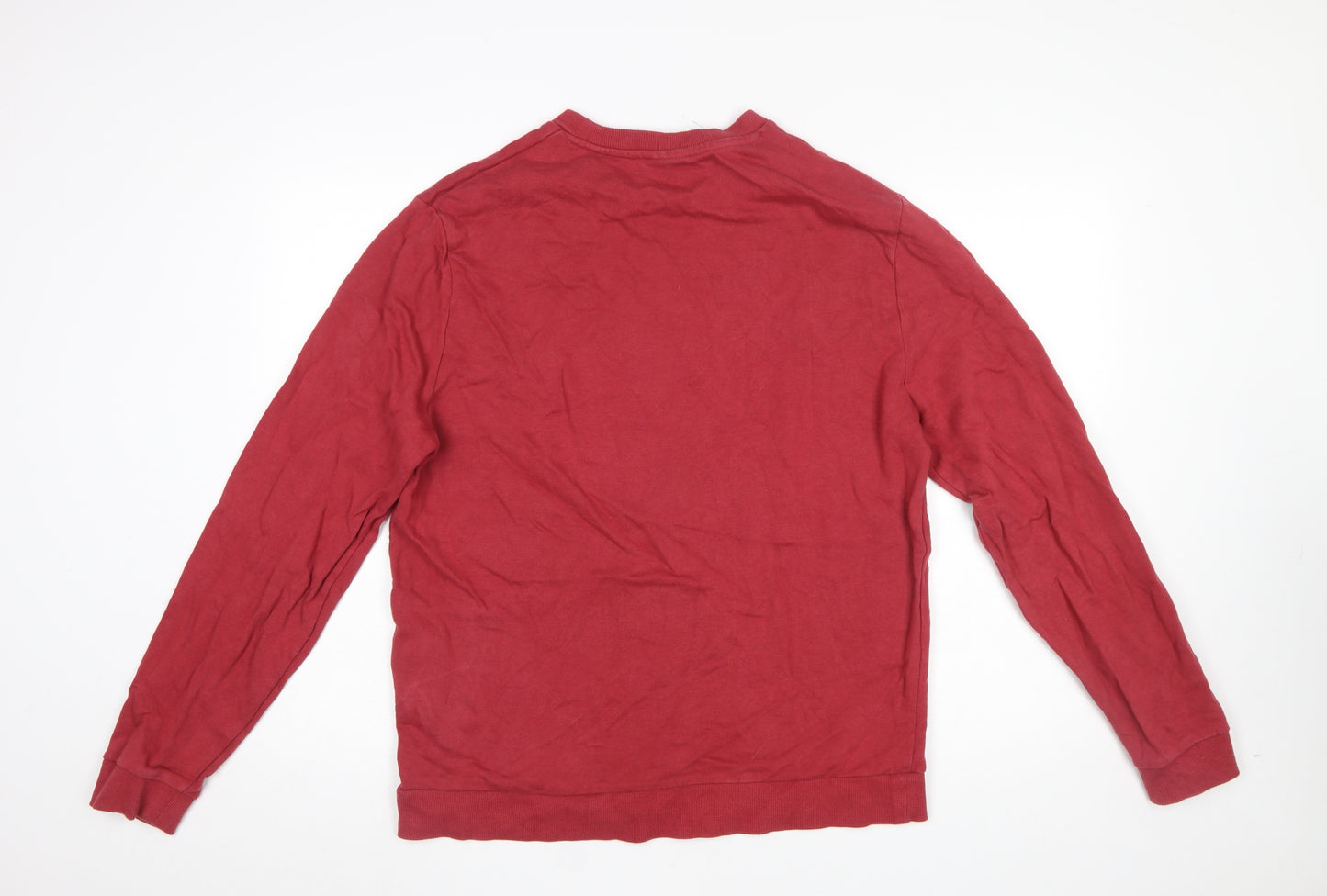 ASOS DESIGN Men Red Crew Neck Cotton Sweatshirt Size L Regular Fit