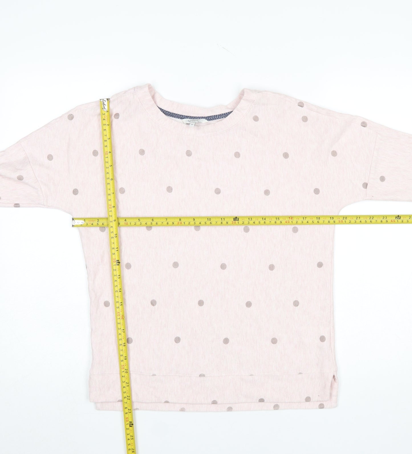 Sandwich Womens Pink Polka Dot Long Sleeve Pyjama Top XS