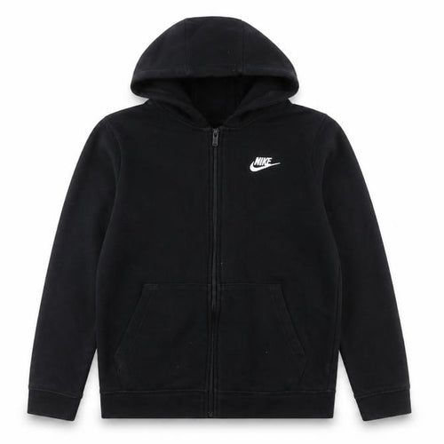 Nike Boys Black Full Zip Hoodie L 147–158cm Cotton Blend Logo Hooded Sweatshirt
