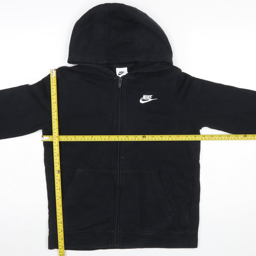 Nike Boys Black Full Zip Hoodie L 147–158cm Cotton Blend Logo Hooded Sweatshirt