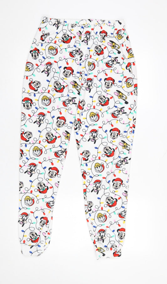 Tu Disney Women White Christmas Pyjama Pants Size 10 Fleece