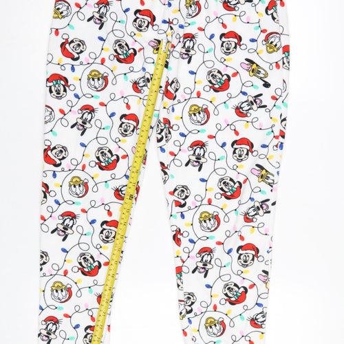 Tu Disney Women White Christmas Pyjama Pants Size 10 Fleece