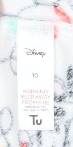 Tu Disney Women White Christmas Pyjama Pants Size 10 Fleece