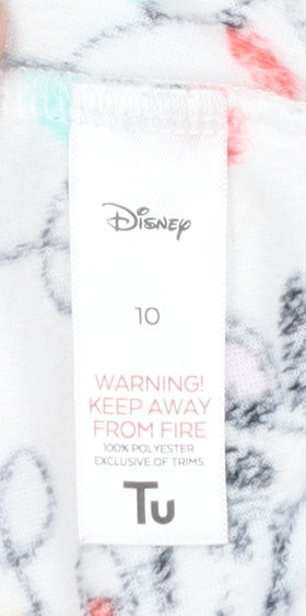 Tu Disney Women White Christmas Pyjama Pants Size 10 Fleece