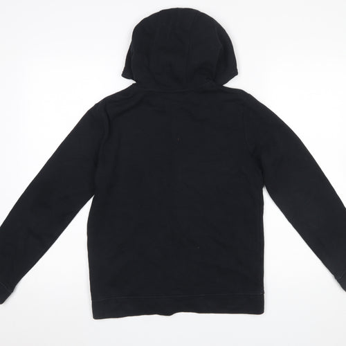 Nike Boys Black Full Zip Hoodie Size 158cm Fleece Cotton Blend
