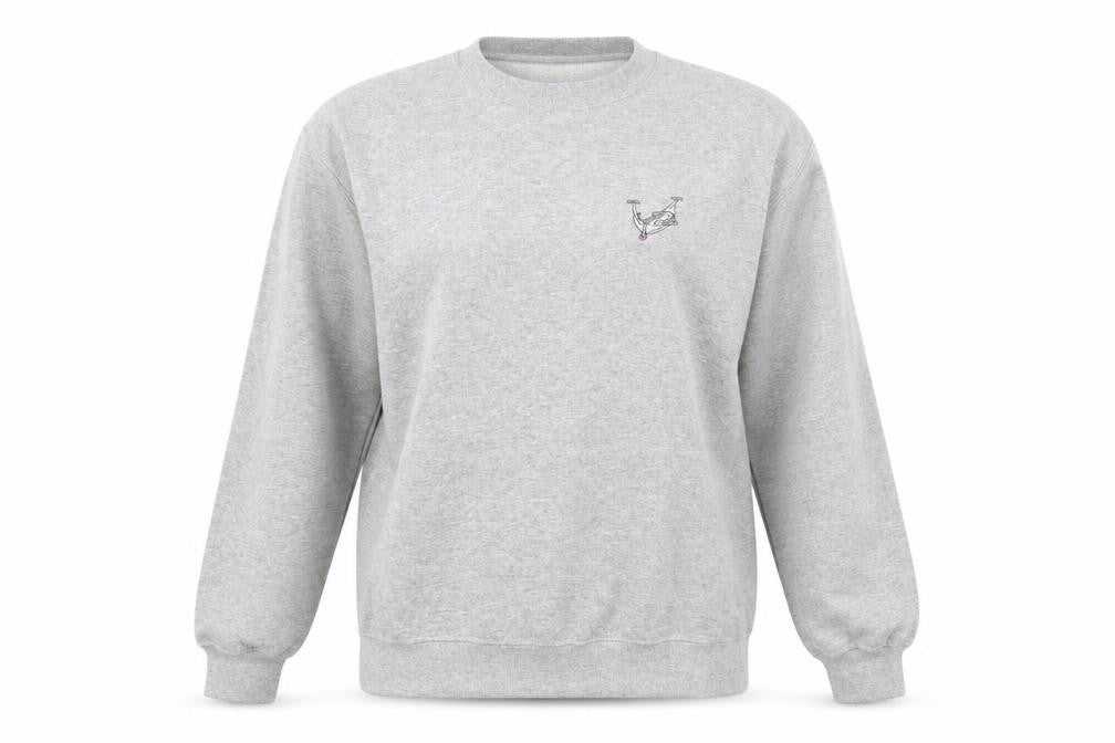 Front view of Topshop Women's Grey Medium Pullover Sweatshirt with Embroidered Logo