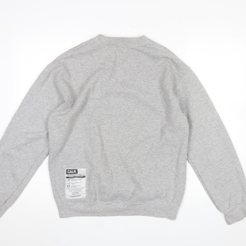Topshop Women's Grey Medium Pullover Sweatshirt with Embroidered Logo