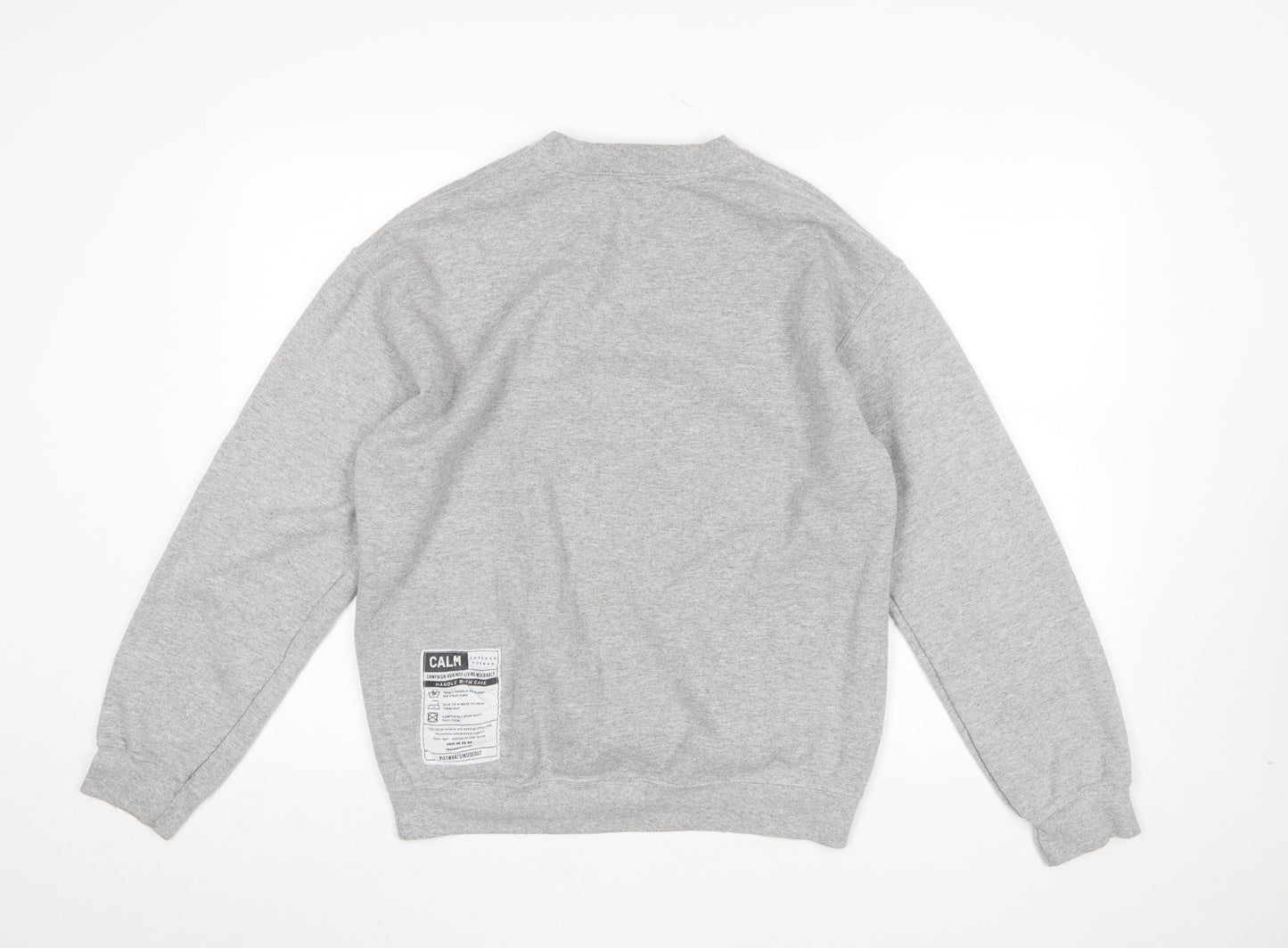 Topshop Women's Grey Medium Pullover Sweatshirt with Embroidered Logo