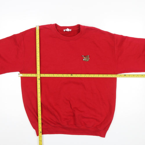 Topshop Women Red Pullover Sweatshirt M Embroidered Crew Neck Cotton